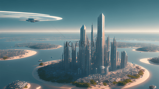 城市远景背景图片_未来科技感城市高空俯瞰