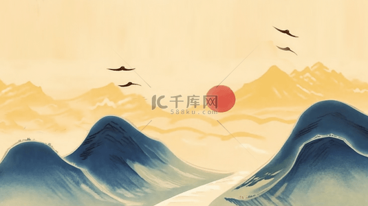 中式山峰背景图片_中国风新中式山水