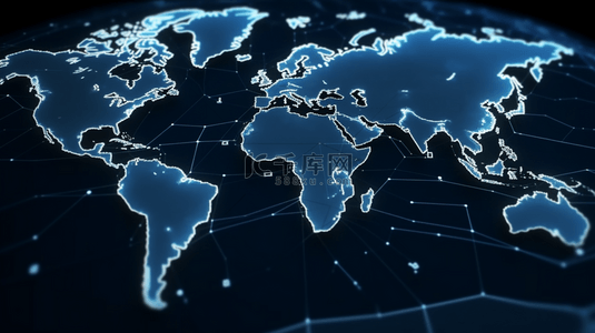 合作共赢背景图片_蓝色商务科技世界地图背景