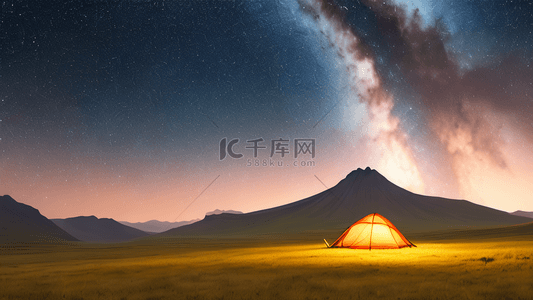 救灾帐篷背景图片_星空草原帐篷山丘