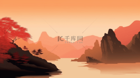 水墨古风山水背景图片_水墨古风山水背景