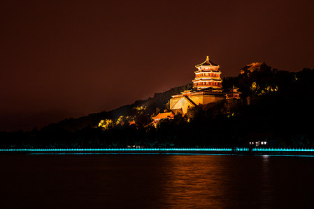 佛香阁摄影照片_北京颐和园夜景