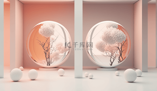 3D立体展台镜面球形背景