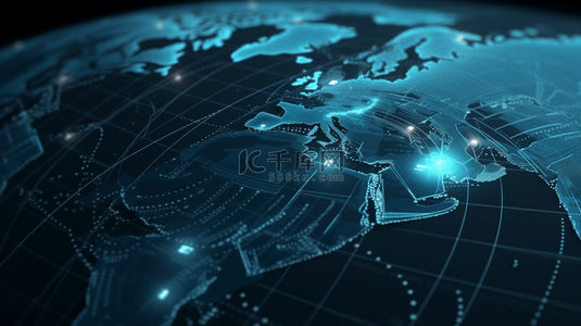 科技商务合作背景图片_蓝色商务科技世界地图背景