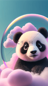 站着的熊猫背景图片_泡泡中的可爱呆萌熊猫