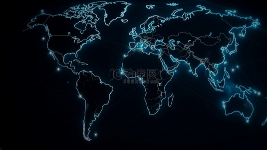 蓝色合作背景图片_蓝色商务科技世界地图背景