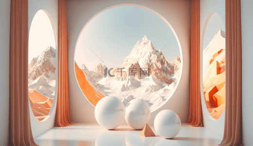 3d风格展台背景图片_3D立体展台镜面球形背景