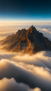 黄山迎客松雪背景图片_航拍视角黄山云海风景