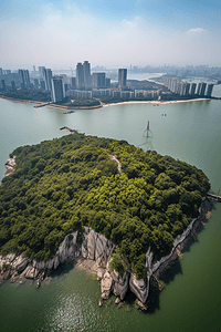 中国广州城市风光和5G智慧城市大数据互联概念