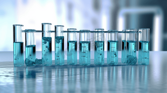 试管的蓝色液体 实验室玻璃器皿化学研究所