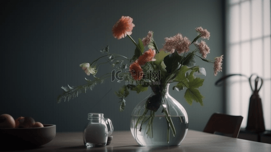 自然柔和光线下的花瓶