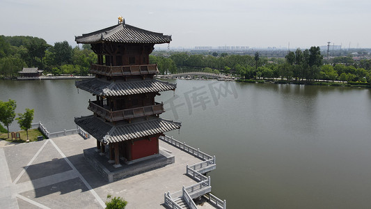 晋祠摄影照片_航拍山西太原晋祠