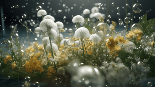 肥皂泡背景图片_梦幻泡泡里的花卉和植物