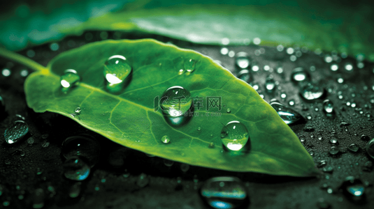 绿色绿叶环保背景图片_清新绿叶和水滴露珠