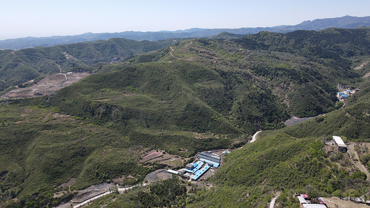 黄土高原河摄影照片_航拍山西太原天龙山