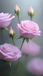 母亲节粉色透明的丁香玫瑰