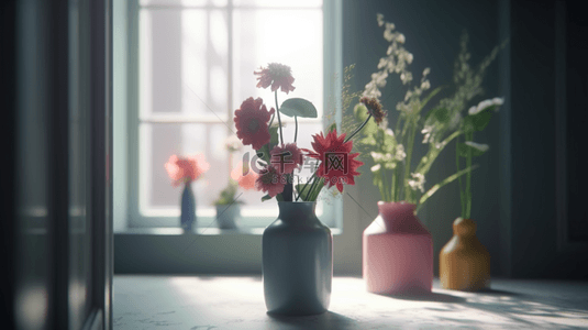 文艺花瓶背景图片_自然柔和光线下的花瓶