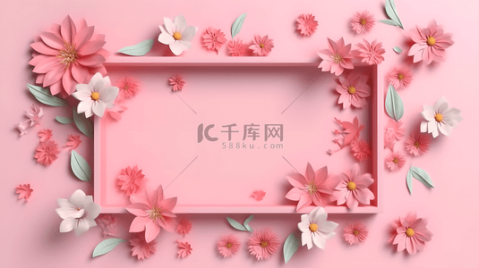 粉色清新边框背景图片_浪漫淡雅粉色背景花朵边框装饰