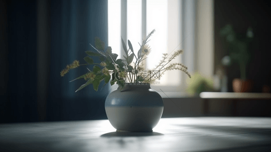 文艺植物背景背景图片_自然柔和光线下的花瓶