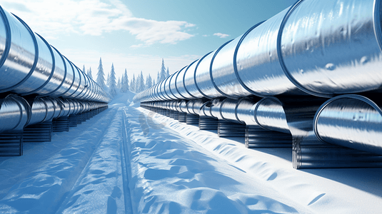 管道用金属管道输送石油,天然气或水.油的概念.三维渲染