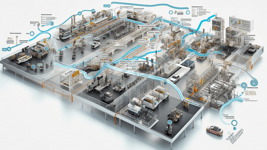 汽车行业摄影照片_汽车工厂智能自动化概念图

