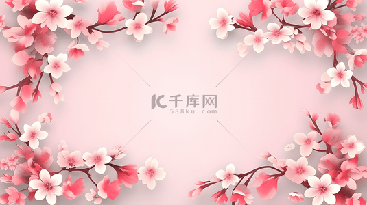 粉色清新边框背景图片_浪漫可爱粉色花朵装饰背景
