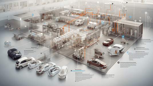 汽车工厂智能自动化概念图

