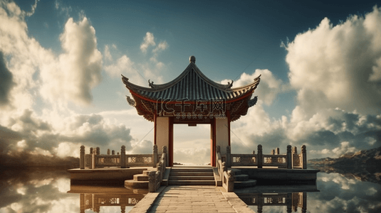 中国风宫殿背景图片_中式建筑亭台楼阁