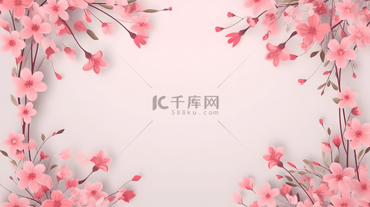 清新粉色花卉装饰边框背景