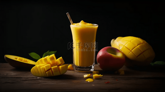 芒果果汁背景图片_夏天水果芒果果汁奶昔