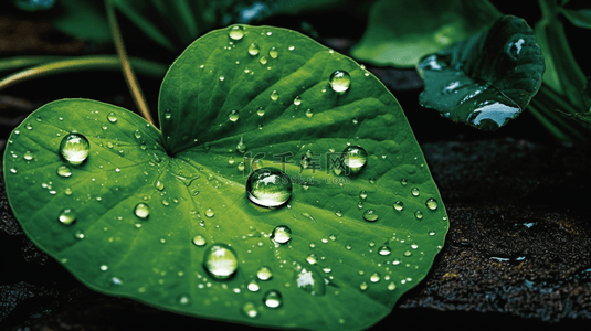 绿色水滴树叶背景图片_清新绿叶和水滴露珠