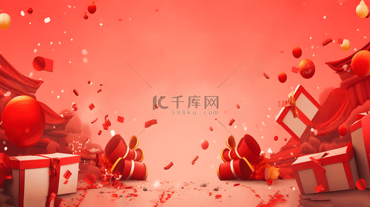 节日促销背景图片_电商喜庆节日红色舞台促销活动背景