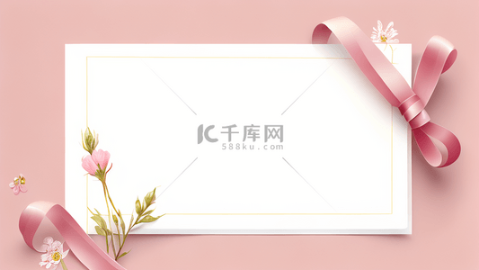手绘信封背景图片_鲜花边框纸张粉色信封丝带