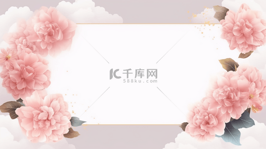 绘画粉色花背景图片_节日花卉边框(16)