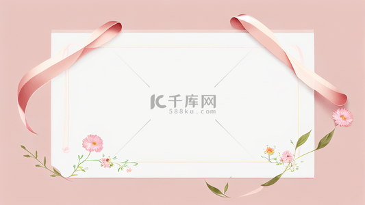 花朵信封背景图片_鲜花边框纸张粉色信封丝带