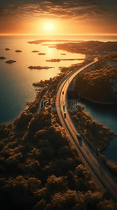 朝阳下背景图片_日出朝阳下的跨海大桥