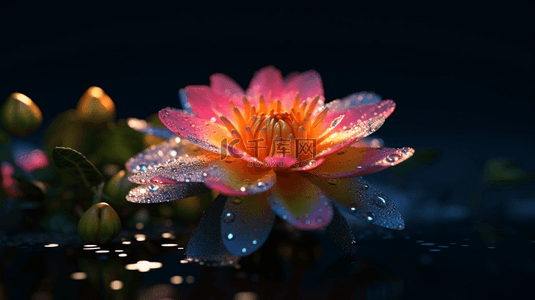 湖水背景图片_湖水里的一朵鲜花