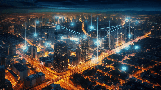 数字混乱。颠覆性的商业理念。物联网物联网智能城市和机器大数据云分析网络规模IT人工智能AI
