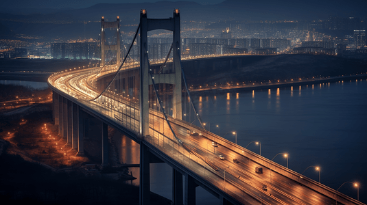 青岛大桥 夜景图片
