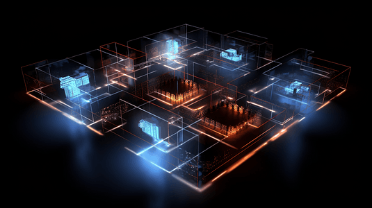 NFT数字版权加密技术概念图 3D渲染
