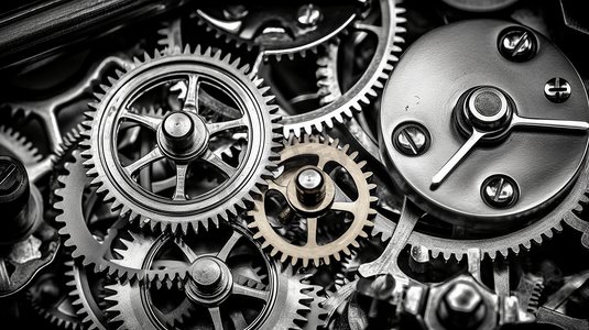 黑白背景与金属齿轮发条.宏