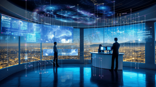 虚拟屏幕上的大数据分析商业智能技术解决方案概念。
