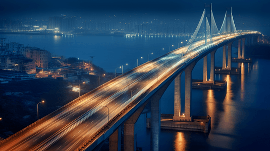 中国山东省青岛市高架桥夜景