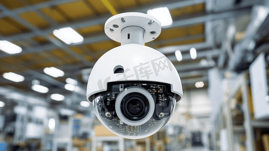 传感器技术摄影照片_机器人视觉传感器摄像头系统在智能工厂制造工业4.0和技术概念
