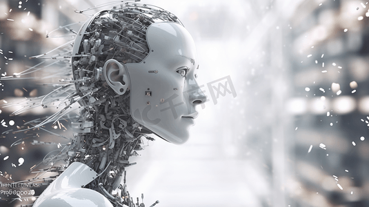 科技机器人脸摄影照片_AI(Artificial Intelligence)通用人工智能(AGI)或深度学习或机器学习的概念。3 d演示。
