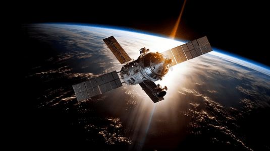 飞行器宇宙摄影照片_宇宙飞船绕地球运行的进程。这张图片的元素由NASA提供。
