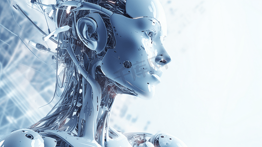 科技机器人脸摄影照片_人工智能数字网络计算机技术三维插画。
