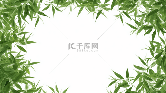 绿色竹子植物花卉边框小清新简约背景边框