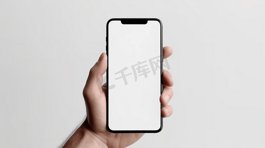 科技摄影照片_正上方视角特写手操作白屏手机
