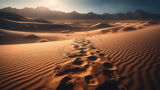 沙漠立体摄影照片_沙漠之海